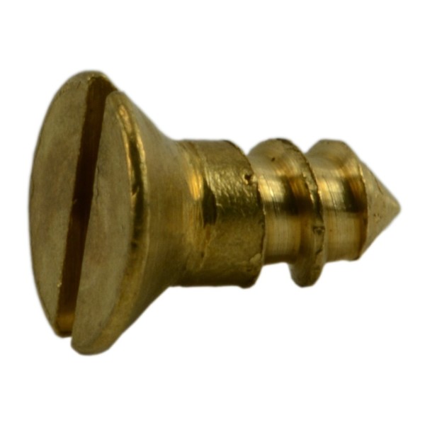 Midwest Fastener Wood Screw, #4, 1/4 in, Plain Brass Flat Head Slotted Drive, 60 PK 62052